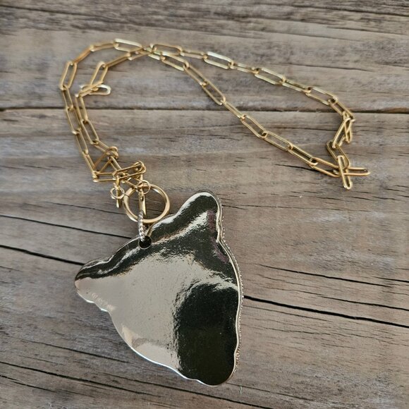 Cheetah Gold Stainless Steel  Paper Clip Toggle Necklace - Picture 4 of 5